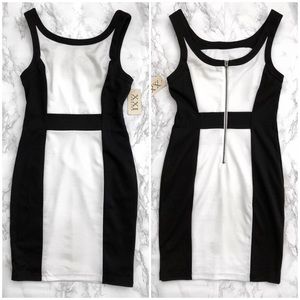 Forever 21 black/white colorblock bodycon dress